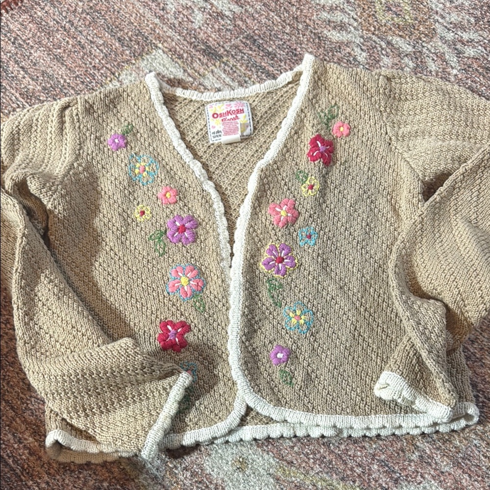 OshKosh B'gosh vintage girls size 10 cotton floral sweater gorgeous